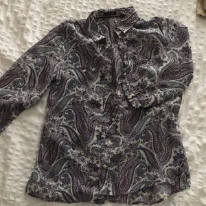 Massimo Dutti Cotton and Silk Paisley Blouse